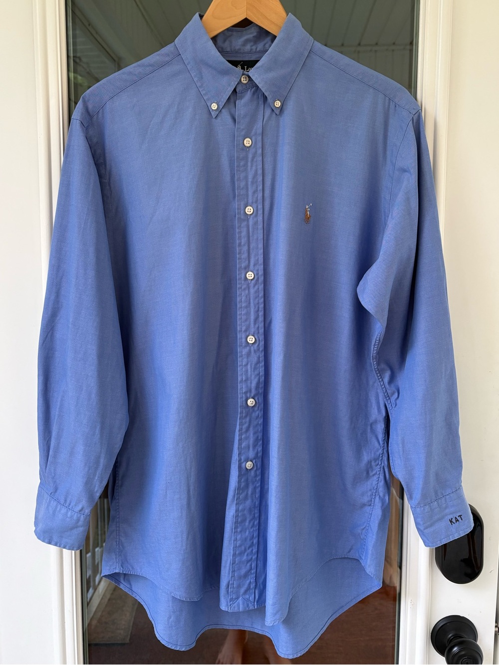 Ralph Lauren Mens Yarmouth Dress Shirt 15.5 Blue 100% Cotton Oxford Button Down